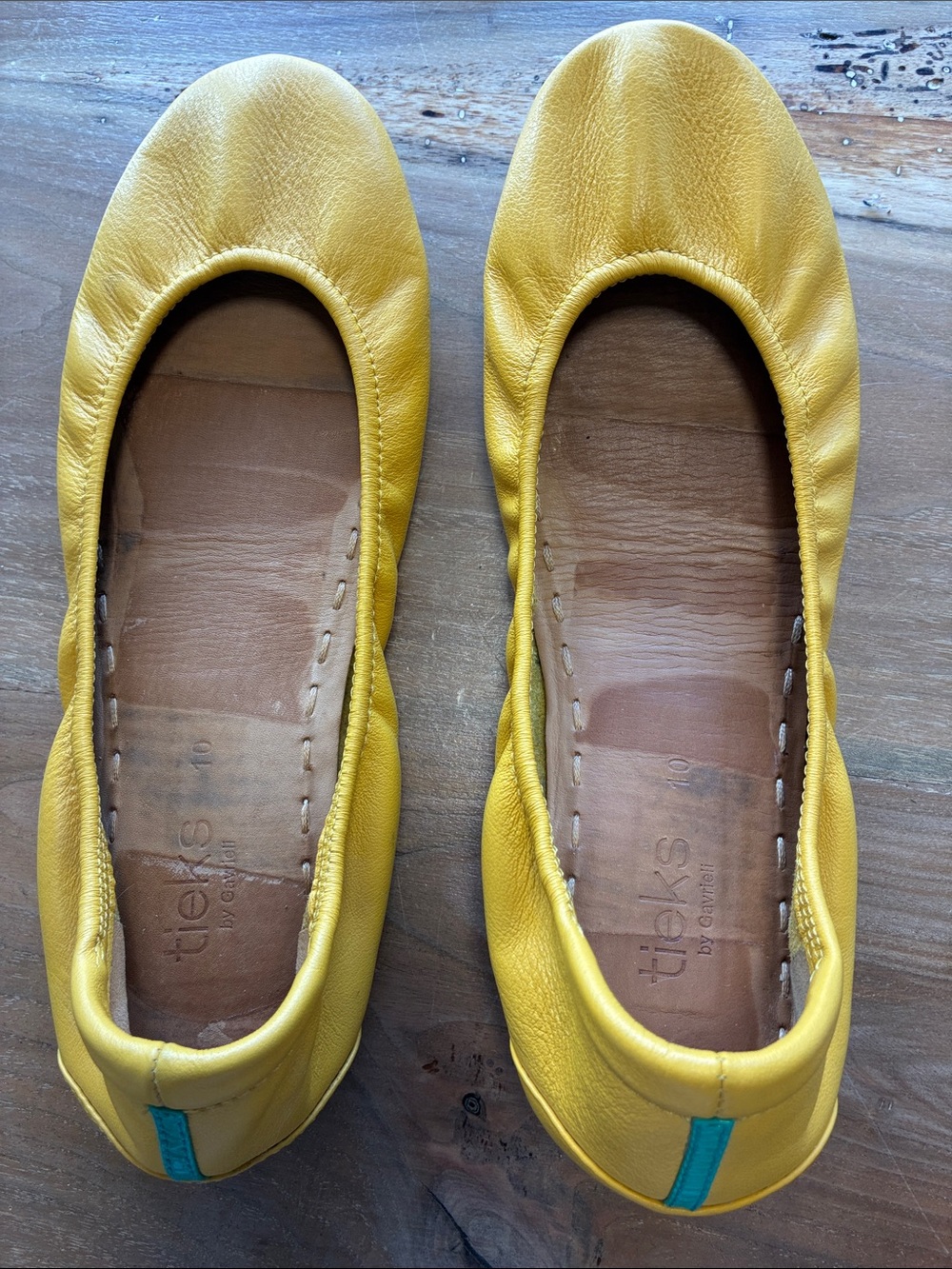 Tieks Women’s Yellow Leather Ballet Flats size 10